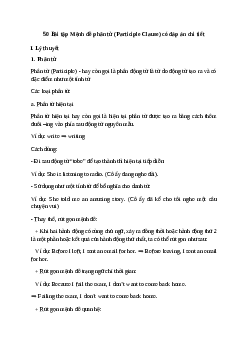 50 Bài tập Mệnh đề phân từ (Participle Clause) có đáp án chi tiết