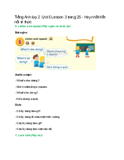 Tiếng Anh lớp 2 Unit 5 Lesson 3 trang 25 – Kết nối tri thức