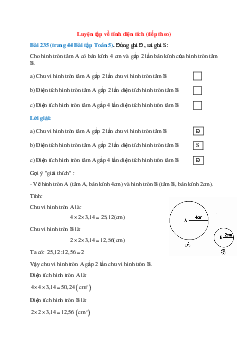 Đúng ghi Đ, sai ghi S: Cho hình tròn tâm A có bán kính 4 cm
