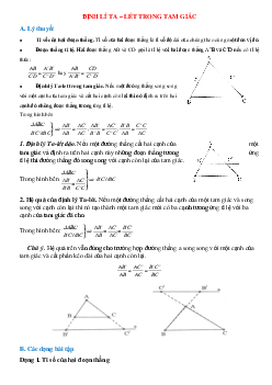 Các dạng bài tập về Định lí Ta-lét trong tam giác chọn lọc