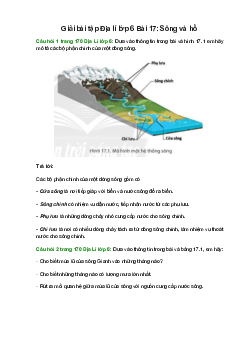 Giải SGK Địa lí 6 Bài 17 (Chân trời sáng tạo): Sông và hồ