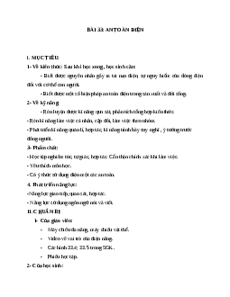 Giáo án Công Nghệ 8 Bài 33: An toàn điện mới nhất - CV5512