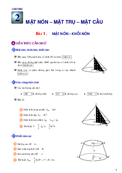 Lý thuyết và bái tập mặt nón, mặt trụ và mặt cầu có đáp án