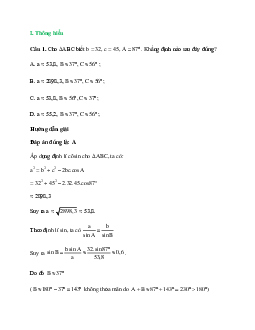 20 câu Trắc nghiệm Giải tam giác và ứng dụng thực tế (Chân trời sáng tạo 2024) có đáp án – Toán lớp 10