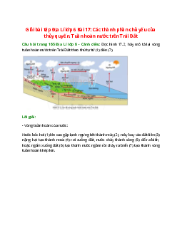 Đọc hình 17.2, hãy mô tả lại vòng tuần hoàn nước trên Trái Đất theo thứ tự