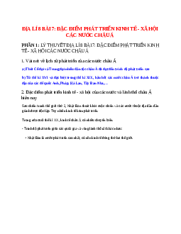 Lý thuyết Địa Lí 8 Bài 7 (mới 2023 + 25 câu trắc nghiệm): Đặc điểm phát triển kinh tế - xã hội các nước châu Á
