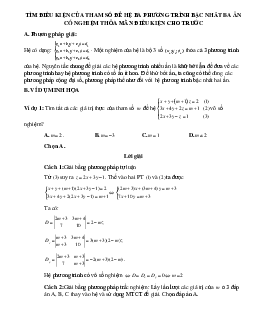 Tìm điều kiện của tham số đề hệ ba phương trình bậc nhất ba ẩn có nghiệm thỏa mãn điều kiện cho trước