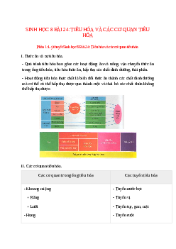 Lý thuyết Sinh học 8 Bài 24 (mới 2023 + 11 câu trắc nghiệm): Tiêu hóa và các cơ quan tiêu hóa