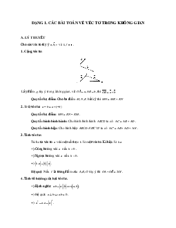 Các bài toán về véc tơ trong không gian