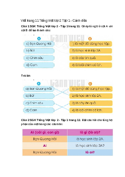 Viết trang 11 Tiếng Việt lớp 2 Tập 1 – Cánh diều