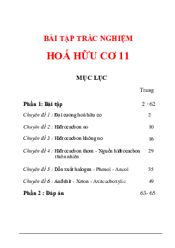 6 chuyên đề hóa hữu cơ môn Hóa học lớp 11 có đáp án
