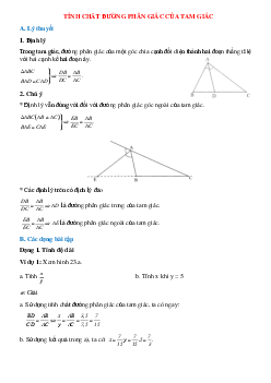 Phương pháp giải và bài tập về Tính chất đường phân giác của tam giác chọn lọc
