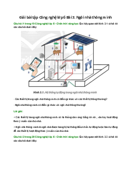 Giải SGK Công nghệ 6 Bài 3 (Chân trời sáng tạo): Ngôi nhà thông minh