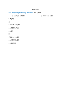 Tìm x, biết: x × 7,25 = 72,50 