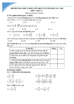 Bộ đề thi giữa học kì 2 Toán lớp 6