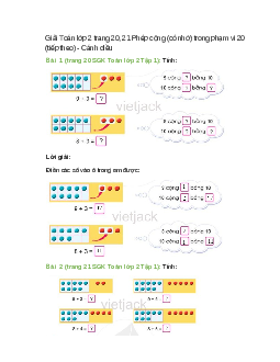 Giải SGK Toán lớp 2 Tập 1 trang 20, 21 (Cánh diều): Phép cộng (có nhớ) trong phạm vi 20 (tiếp theo)