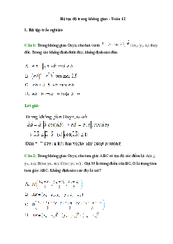 50 Bài tập Hệ toạ độ trong không gian (có đáp án)- Toán 12