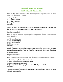 25 câu Trắc nghiệm Lịch sử 12 Bài 7 có đáp án 2023: Tây Âu - Phần 2