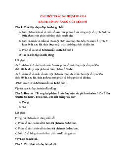 31 câu Trắc nghiệm Tìm phân số của một số có đáp án 2023 – Toán lớp 4