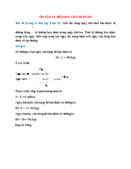 Một cửa hàng ngày thứ nhất bán được số đường bằng 3/5 số đường bán được trong ngày thứ hai