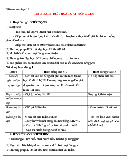Giáo án Sinh học 12 Bài 3: Điều hòa hoạt động gen mới nhất