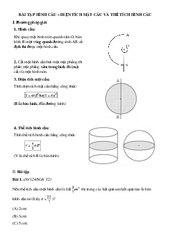 Lý thuyết Hình cầu - Diện tích mặt cầu và thể tích hình cầu (mới 2023 + bài tập) hay, chi tiết - Toán 9