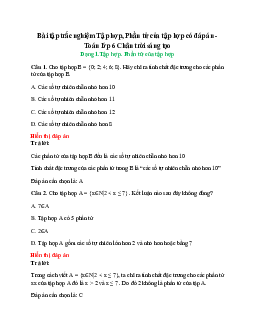 21 câu Trắc nghiệm Tập hợp, Phần tử của tập hợp (Chân trời sáng tạo) có đáp án 2024 – Toán 6