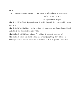 Đề thi Học kì 1 Lịch sử lớp 7 có đáp án (4 đề)