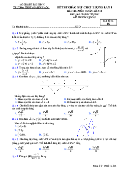 Đề thi KSCL lần 1 Toán 12 năm 2020 – 2021 trường THPT Gia Bình 1 – Bắc Ninh