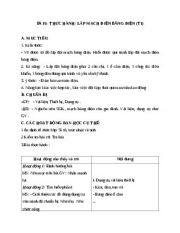 GIÁO ÁN CÔNG NGHỆ 9 BÀI 6: THỰC HÀNH: LẮP MẠCH ĐIỆN BẢNG ĐIỆN (T1) MỚI NHẤT - CV5555