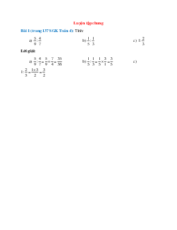 Tính 5/9:4/7; 1/5:1/3; 1:2/3