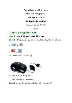 Đề thi Học kì 1 Tin học lớp 3 năm 2021 - 2022 có đáp án (10 đề)