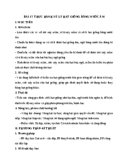 Giáo án Công Nghệ 7 Bài 17: Thực hành xử lý hạt giống bằng nước ấm mới nhất - CV5512