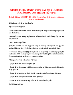 GDCD 7 Bài 13 (Lý thuyết và trắc nghiệm): Quyền được bảo vệ, chăm sóc và giáo dục của trẻ em Việt Nam