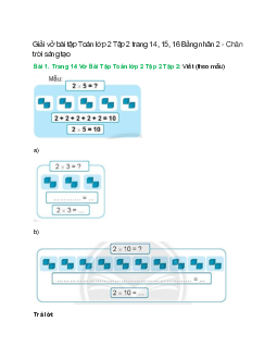 Vở bài tập Toán lớp 2 Tập 2 trang 14, 15, 16: Bảng nhân 2 | Chân trời sáng tạo