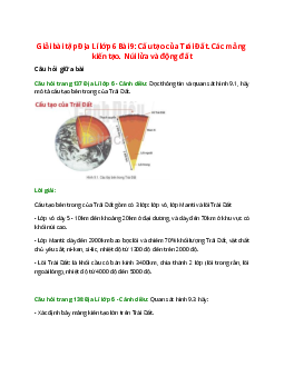 Giải SGK Địa lí 6 Bài 9 (Cánh diều): Cấu tạo của Trái Đất. Các mảng kiến tạo. Núi lửa và động đất