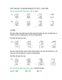 Giải SGK Toán lớp 2 Tập 2 trang 62, 63 Luyện tập   – Cánh diều