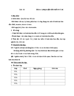 Giáo án công nghệ 12 bài 4: Linh kiện bán dẫn và IC mới nhất