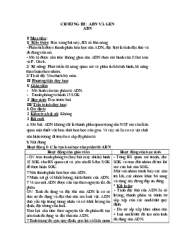 Giáo án Sinh học 9 Bài 15: ADN mới, chuẩn nhất