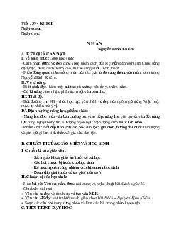 Giáo án ngữ văn lớp 10 Tiết 39: Nhàn