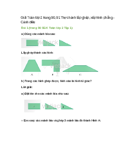 Giải SGK Toán lớp 2 Tập 1 trang 90, 91 Thực hành lắp ghép, xếp hình phẳng – Cánh diều