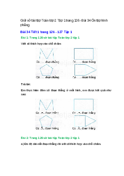 Vở bài tập Toán lớp 2 Tập 1 trang 126, 127, 128 Bài 34: Ôn tập hình phẳng | Kết nối tri thức