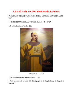 Lịch Sử 7 Bài 19 (Lý thuyết và trắc nghiệm): Cuộc khởi nghĩa Lam Sơn
