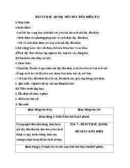 GIÁO ÁN CÔNG NGHỆ 9 BÀI 5:THỰC HÀNH:  NỐI DÂY DẪN ĐIỆN (T1) MỚI NHẤT