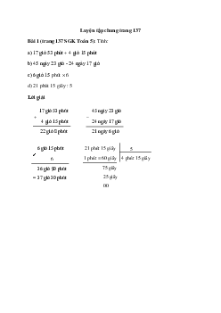 Tính: 17 giờ 53 phút + 4 giờ 15 phút; 45 ngày 23 giờ - 24 ngày 17 giờ