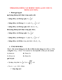 Phương pháp giải và bài tập về Tính quãng đường vật đi được trong n giây cuối và trong giây thứ n trong rơi tự do