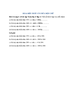 Viết số thích hợp vào chỗ chấm: Giá trị của biểu thức 370 + a với a = 20 là