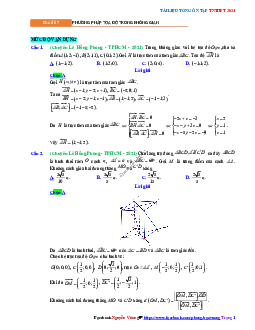 Trắc nghiệm Ôn thi THPT QG Toán 12: Đáp án phương pháp tọa độ trong không gian mức độ vận dụng