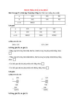 Viết vào ô trống theo mẫu: a: 123; b: 142; a × b: 38622