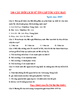 200 câu hỏi lịch sử ôn cấp tốc cực hay môn Lịch sử lớp 12